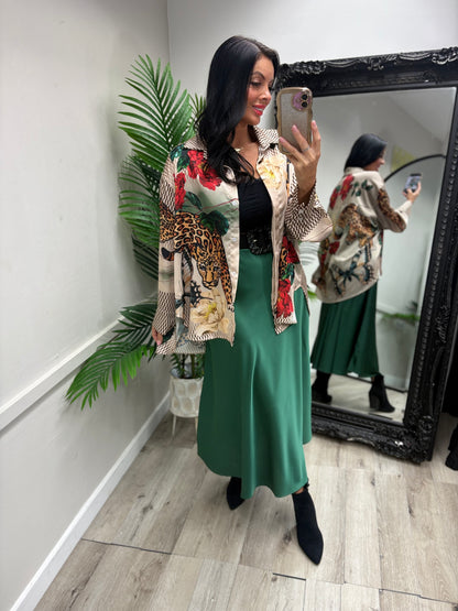 Leopard Satin Shirt - Rose