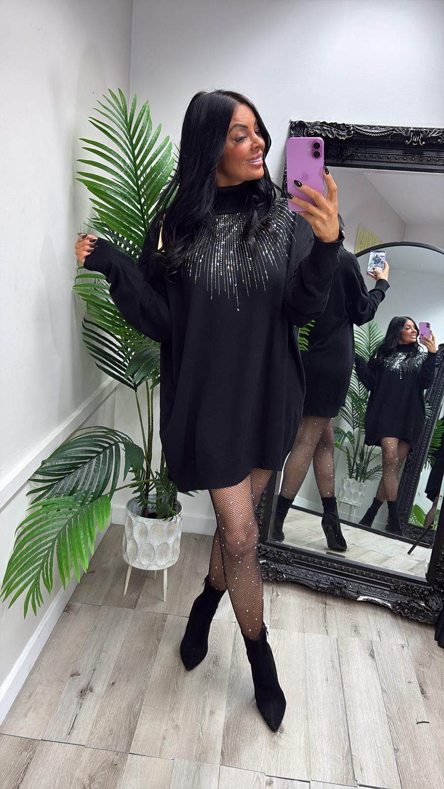 Bling Jumper Dress - Black