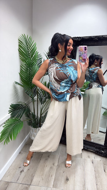 Luna Top - Brown/Blue