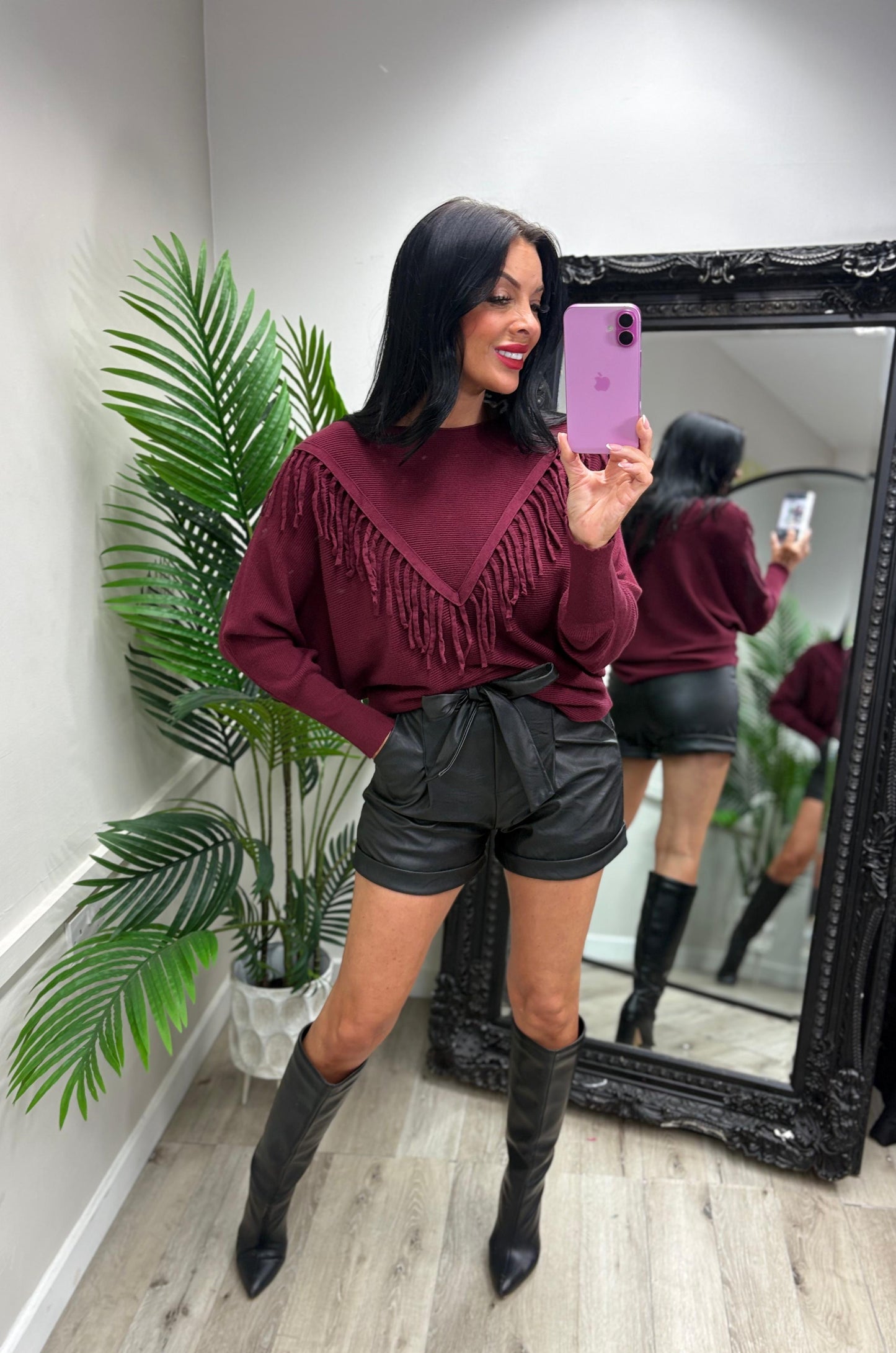 Samantha Tassel Jumper - Wine