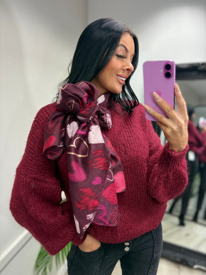 Heart Scarf - Wine