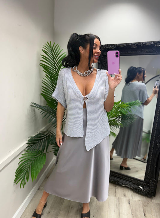 Lara Satin Skirt - Grey