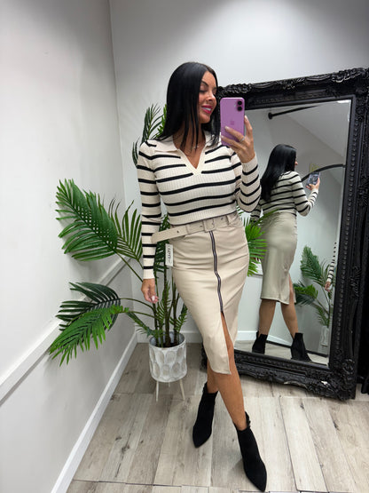 PU Beige Skirt