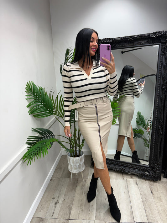 PU Beige Skirt