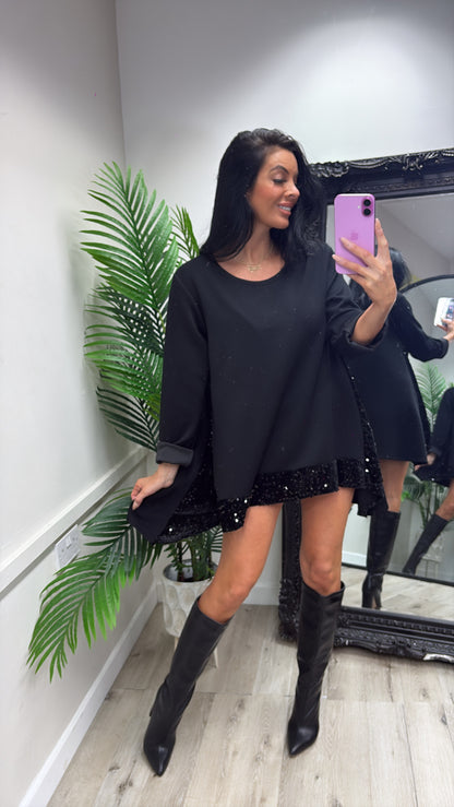 Oversized Sequin Top - Black