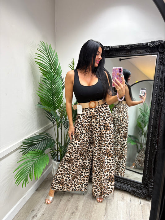 Leopard Belted Trousers