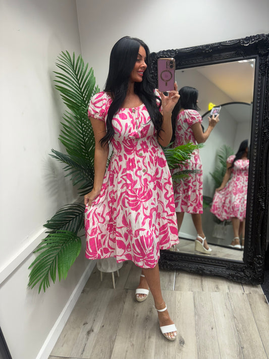 Saffron Midi Dress - Pink