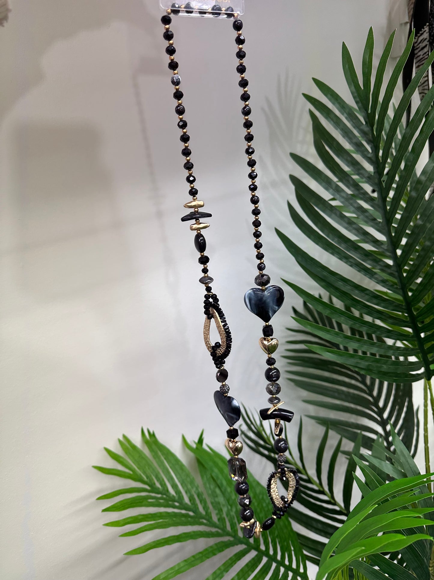 Heart Charm Necklace - Black