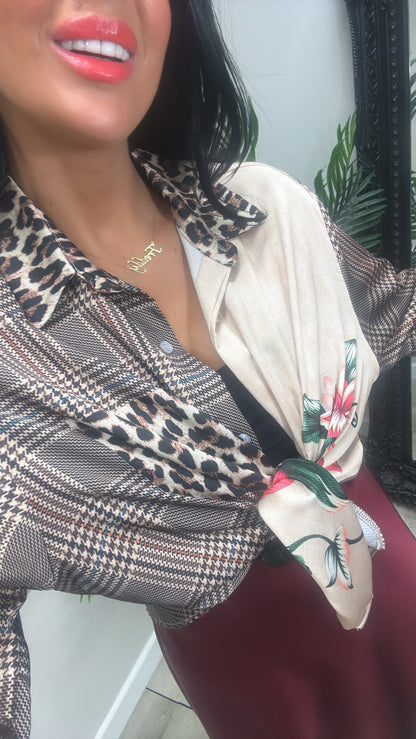 Leopard Satin Shirt - flower