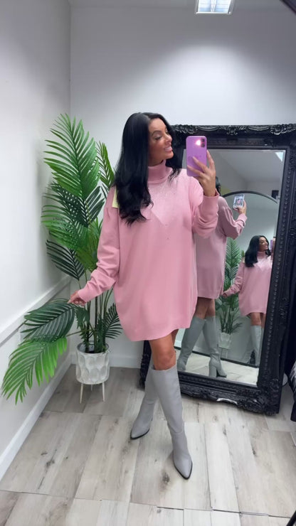 Bling Jumper Dress - Blush Pink
